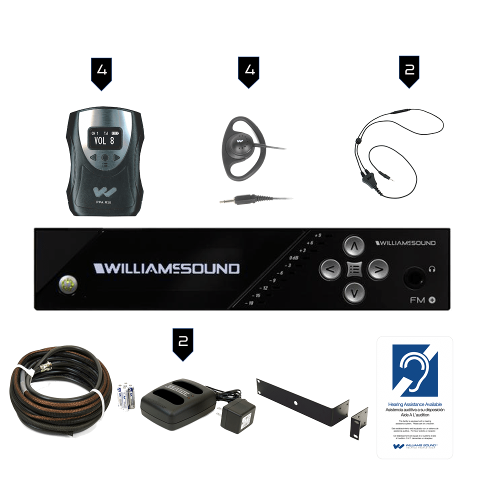 Williams Sound FM 558 PRO Dual FM & Wi-Fi Assistive Listening System | 4 Listeners